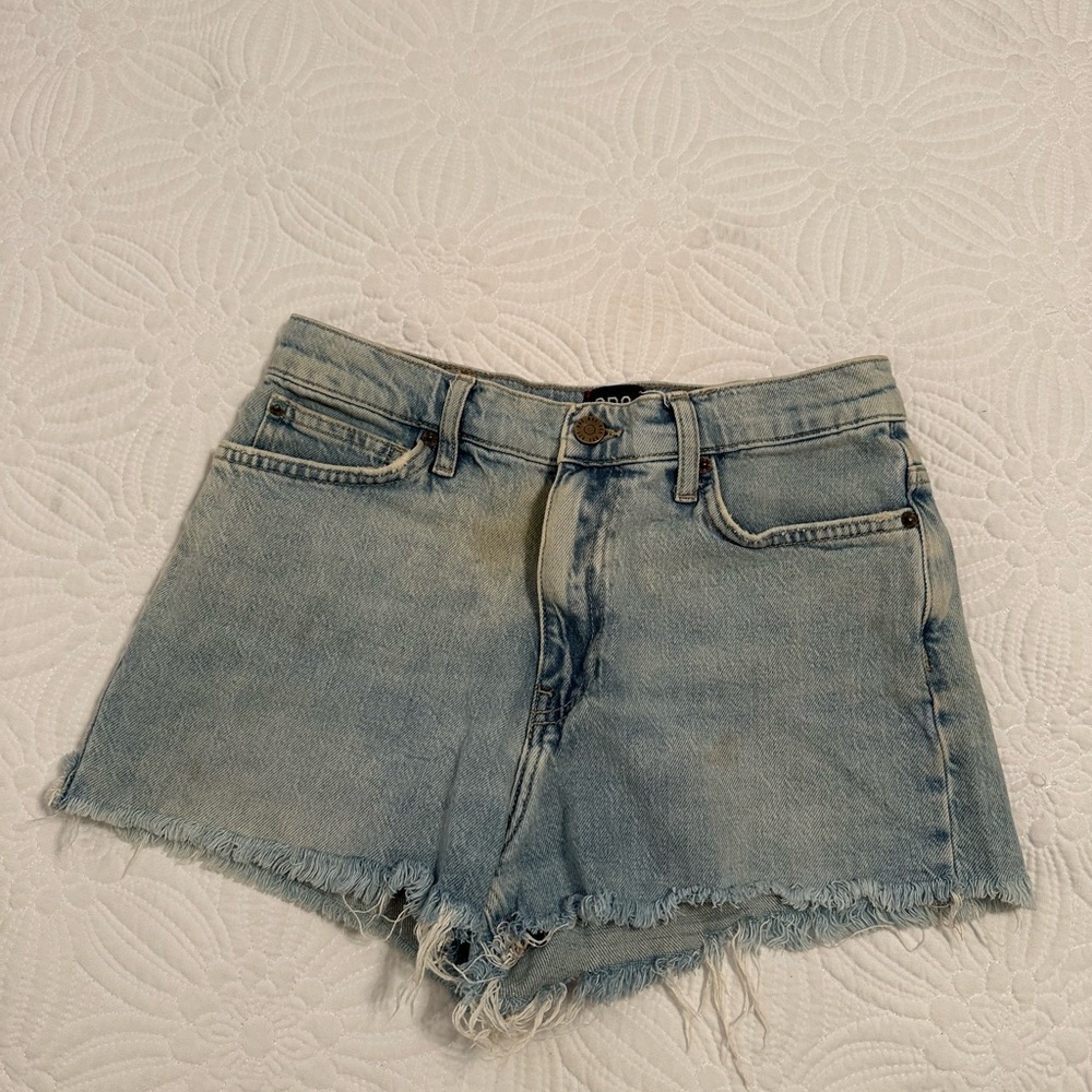 BDG Light Blue Frayed Jean Shorts